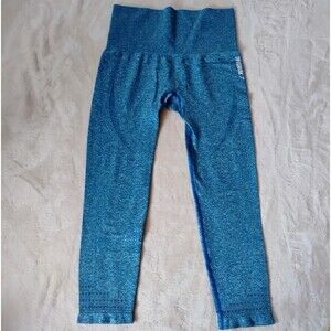 GYMSHARK Vital Seamless Crop Leggings Large Blue Marl High Rise Workout